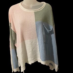Color Block Light Weight Peach Love California Sweater Size M